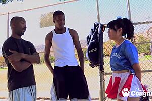 Horny cheerleader may lee pounded by two black men 😈
