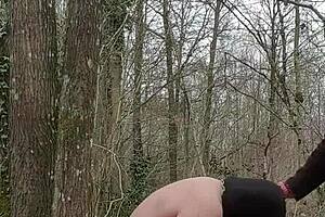 My slave submits in the forest as a slut