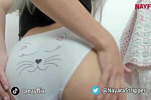 Guided jerk off, cum on my blonde ass