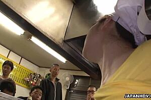 fucking the asian cook hard in the back of the kitchen