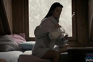 Perfect brunette babe strips and poses seductively