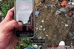 Outdoor anal sex with a tattooed German MILF on a real sex date