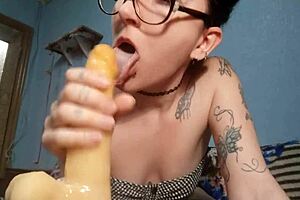 skinny hot milf sucks deep, needing your load