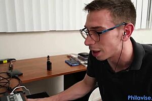 stepsister sucks stepbrother's big cock while he plays video games