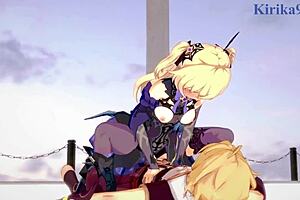 Amber And Fischl Amy And Aether Intense Sex - Genshin Impact Hentai