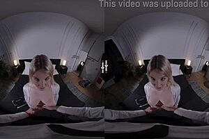 Dark room vr boss sucks big tits