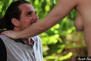 Amazing beauty riding stepbro's cock outdoors 😍