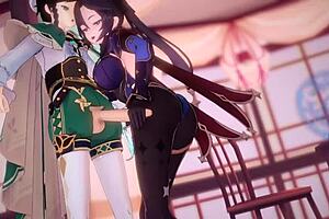 mona seduces with a hot cowgirl blowjob in this anime hentai! 😘