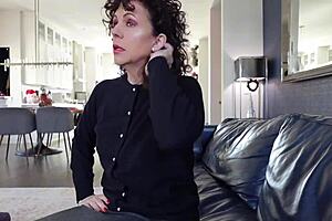 Beautiful housewife gives her stepson a blowjob when she comes home