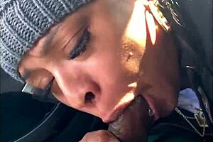 Snowboarder girl delivers best blowjob with gagging and cum in mouth