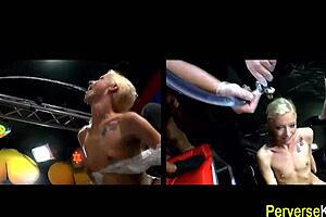 Piss drenched ho gets facial in hardcore orgy