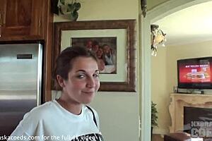 shy iowa girl in casting, getting naked on sofa for the first time on camera