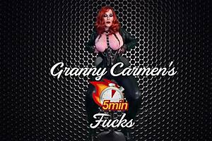 Granny Blue Angel drills with black vibrator to cum.