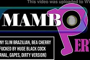 Horny slim Brazilian Bea Cherry rides huge black cock in anal gaping dirty talk