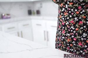 horny busty cougar richelle ryan nails young stud in kitchen!