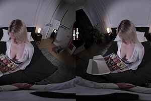 Dark room vr boss sucks big tits