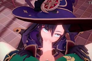 mona seduces with a hot cowgirl blowjob in this anime hentai! 😘