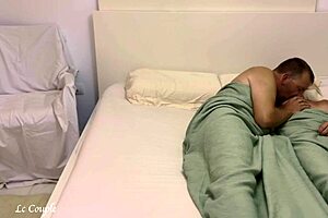 real amateur couple enjoys romantic morning with girlfriend watching