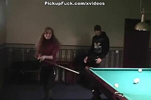Woman with small tits gets fucked at pool in public pickup titty fuck
