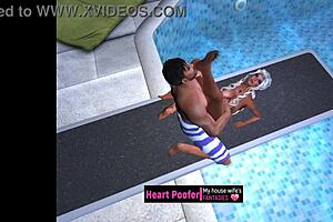 Watch this cartoon character having sex at the public pool jumping board