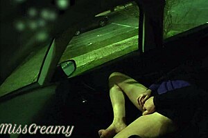 wife experiences thrilling squirting orgasm from stranger's masturbation in public parking, caught by voyeur