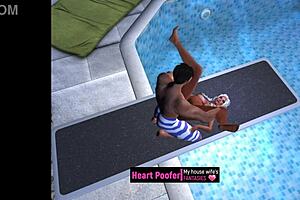 Watch this cartoon character having sex at the public pool jumping board