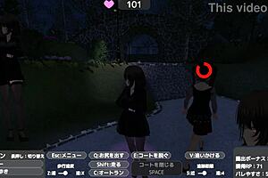 Secretly exposing under naked coat in public outdoor anime hentai