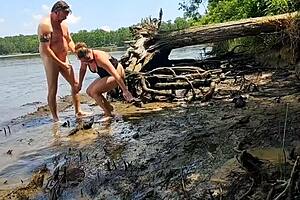 Thick Wife Becky Tailorxxx Fucked Hard in Muddy Nature Walk Adventure