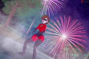 Elastigirl slams hard in forest mission for full Incredibles action.