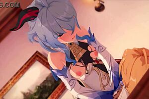 bell says to ganyu, 'let's explore this genshin impact 3d hentai cartoon together, it's so exciting.'