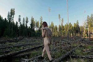 naked girl masturbating in the forest?