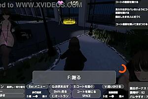 Secretly exposing under naked coat in public outdoor anime hentai