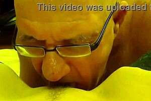 husband licks wife's pussy between her spreading legs