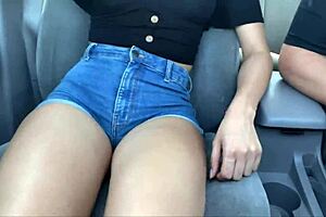 Hot Latina Couple Fucks Uber Driver in Car on Street