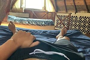 My stepbrother is sad after his girlfriend cheated, so my friend and i surprise him with a voyeur threesome cowgirl ride