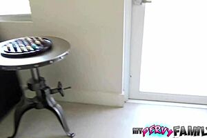 Teen step-sister jerks and fucks hard to avoid her chores.