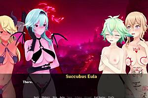 Bound lesbian fingering in prank adventure game