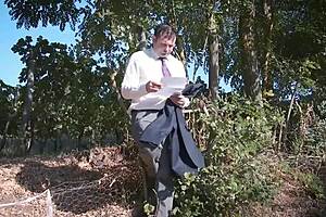 husband prepares wife's ass for anal at swingers party