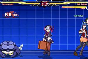 Who wins in Kuromaru vs Arcana Heart cumshot battle?