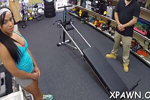 bimbo gets rough in the shop