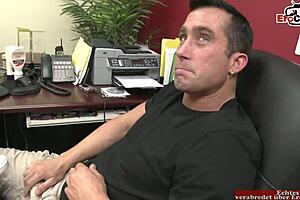 brunette picked up for office desk sex