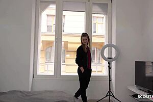 German scout picks up blonde 18-year-old Olivia Sparkle for rough model casting fuck