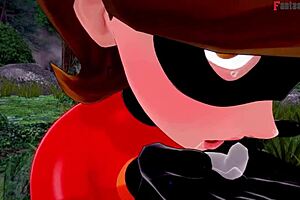 Elastigirl slams hard in forest mission for full Incredibles action.