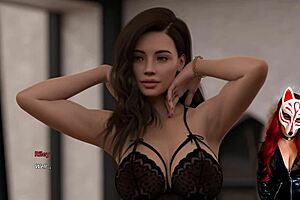 in steps of debauchery 20, the babe asks, 'want to see me try on sexy lingerie?' then masturbates in hentai style