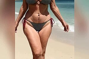 OMG, Granny’s in a Sexy Bikini! Her Dirty Talk Gets Wild on the Beach With Nude AI-Generated Reveal!