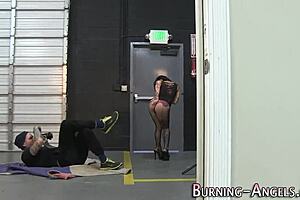 Alternative emo feels confident posing in heels and lingerie