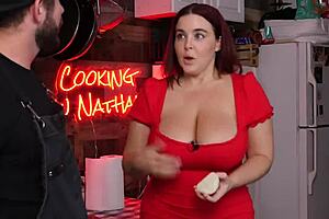 I'm always feeling so horny in the kitchen with my big tits out.