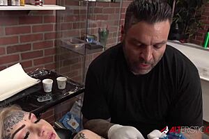 sascha toys with amber luke while she’s gettin tattooed... so hot