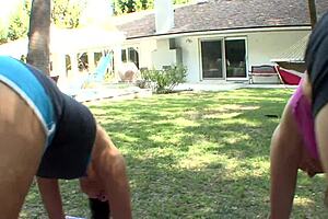 Bold Yoga Lesbian Sex Couple
