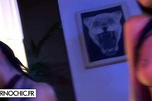 Two Hot Brunettes In Gangbang Orgy